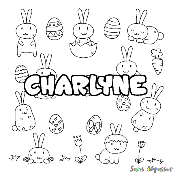 Coloriage prénom CHARLYNE - d&eacute;cor Paques