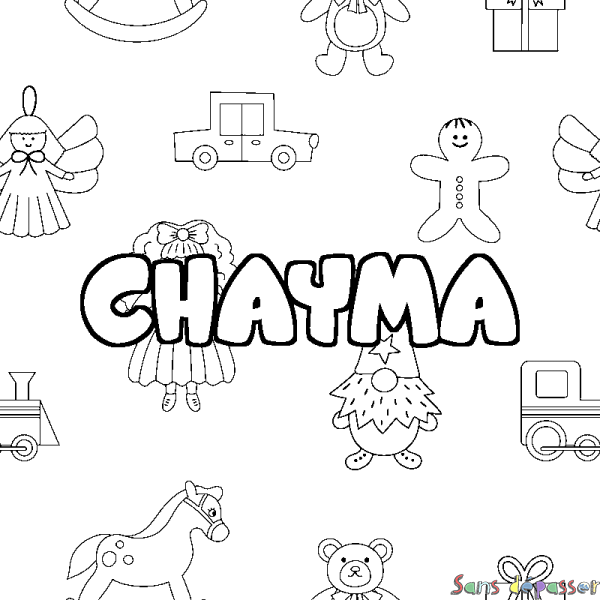 Coloriage prénom CHAYMA - d&eacute;cor Jouets