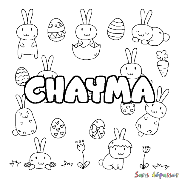 Coloriage prénom CHAYMA - d&eacute;cor Paques