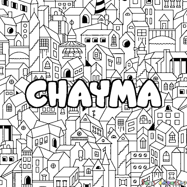 Coloriage prénom CHAYMA - d&eacute;cor Ville