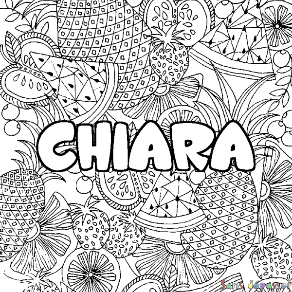 Coloriage prénom CHIARA - d&eacute;cor Mandala fruits