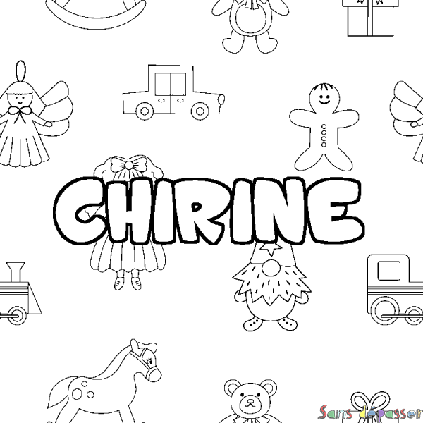 Coloriage prénom CHIRINE - d&eacute;cor Jouets