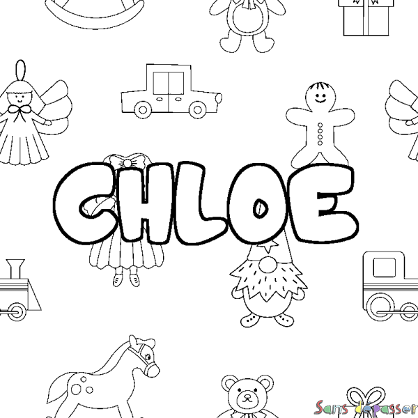 Coloriage prénom CHLOE - d&eacute;cor Jouets