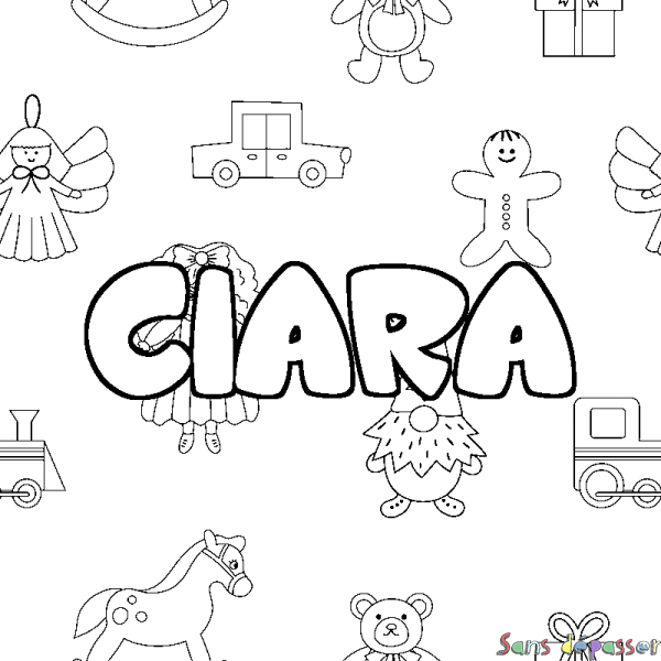 Coloriage prénom CIARA - d&eacute;cor Jouets