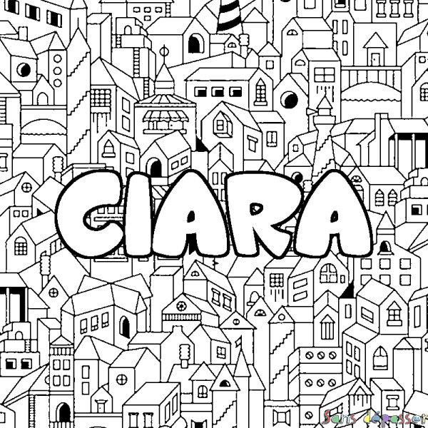 Coloriage prénom CIARA - d&eacute;cor Ville