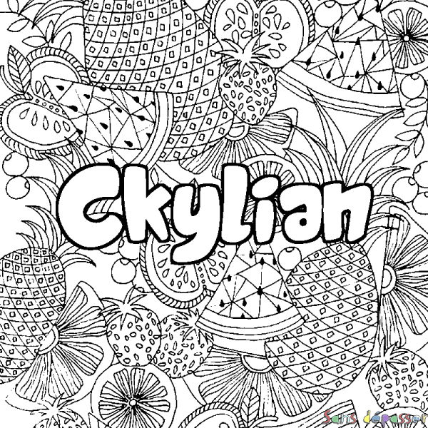 Coloriage prénom Ckylian - d&eacute;cor Mandala fruits