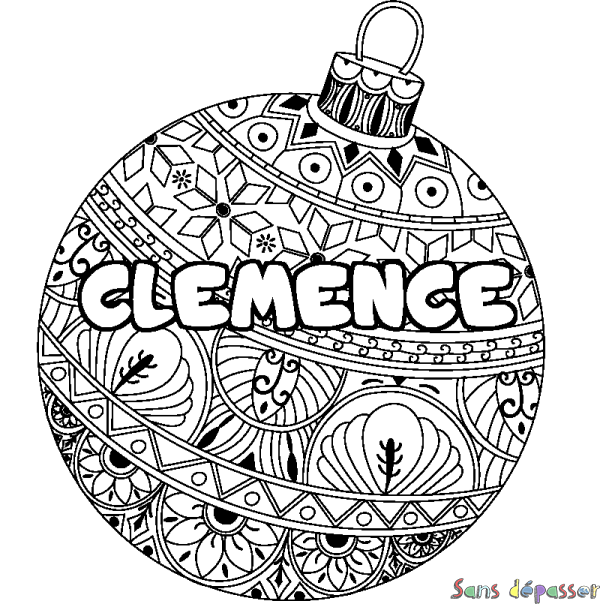 Coloriage prénom CLEMENCE - d&eacute;cor Boule de No&euml;l