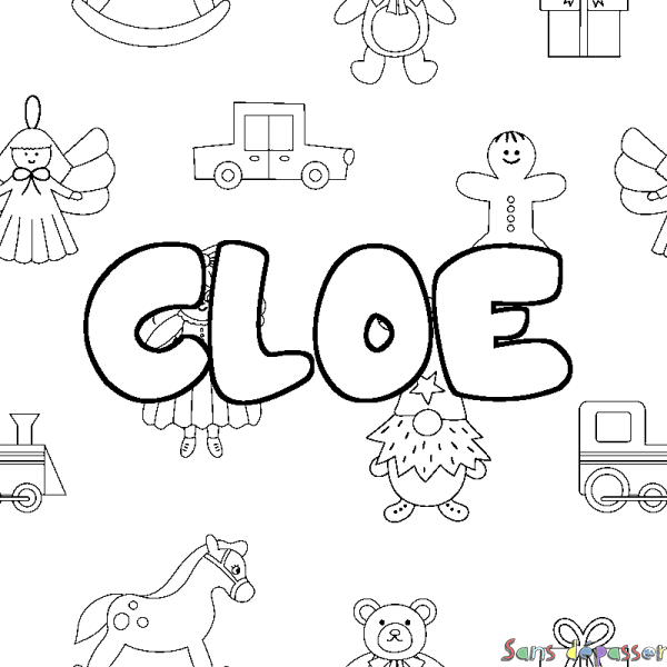 Coloriage prénom CLOE - d&eacute;cor Jouets