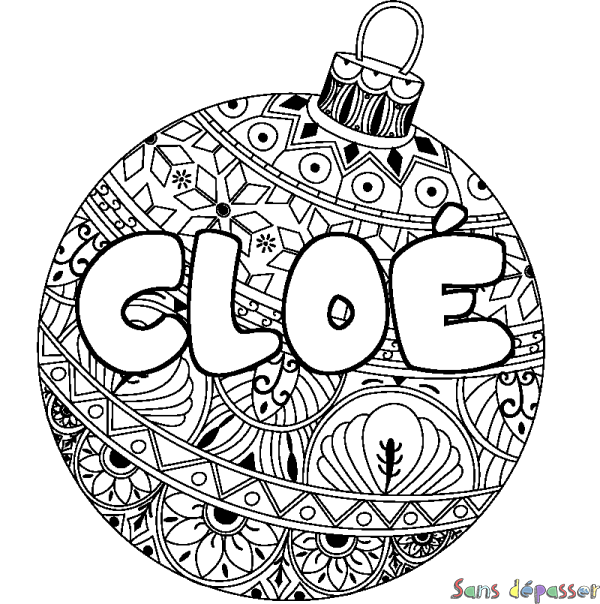 Coloriage prénom CLO&Eacute; - d&eacute;cor Boule de No&euml;l