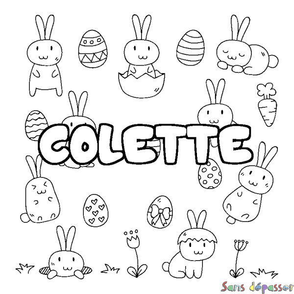 Coloriage prénom COLETTE - d&eacute;cor Paques