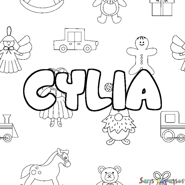 Coloriage prénom CYLIA - d&eacute;cor Jouets