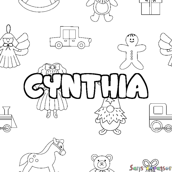 Coloriage prénom CYNTHIA - d&eacute;cor Jouets