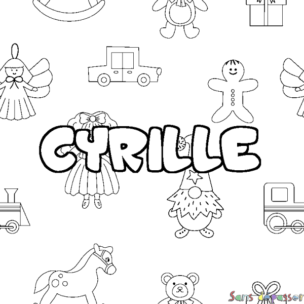 Coloriage prénom CYRILLE - d&eacute;cor Jouets