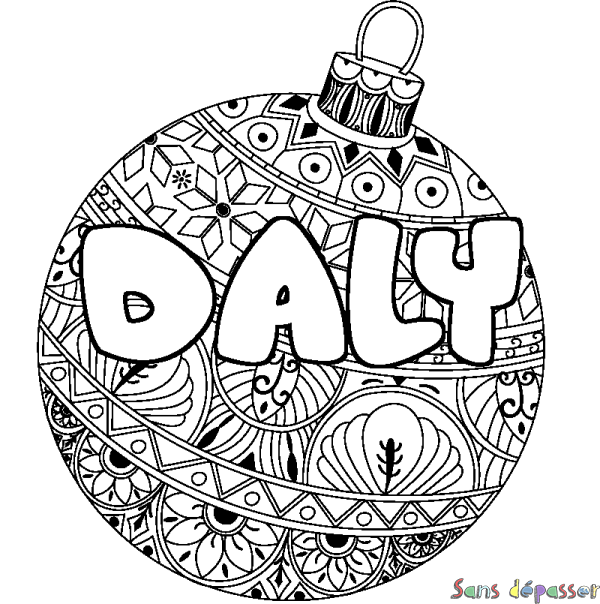 Coloriage prénom DALY - d&eacute;cor Boule de No&euml;l