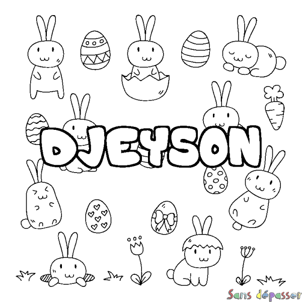 Coloriage prénom DJEYSON - d&eacute;cor Paques