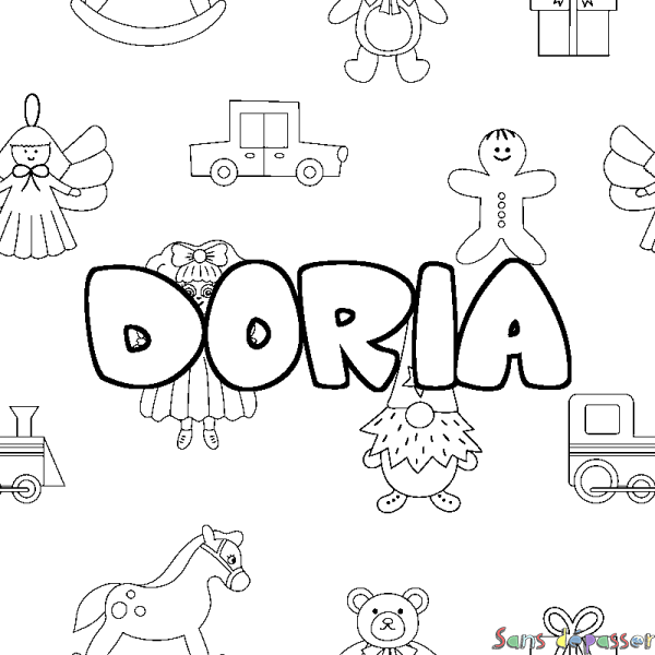 Coloriage prénom DORIA - d&eacute;cor Jouets