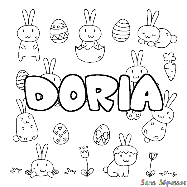 Coloriage prénom DORIA - d&eacute;cor Paques