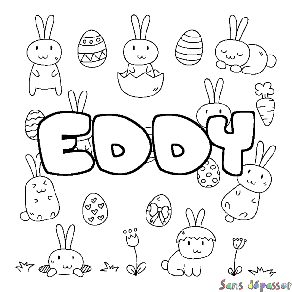 Coloriage prénom EDDY - d&eacute;cor Paques