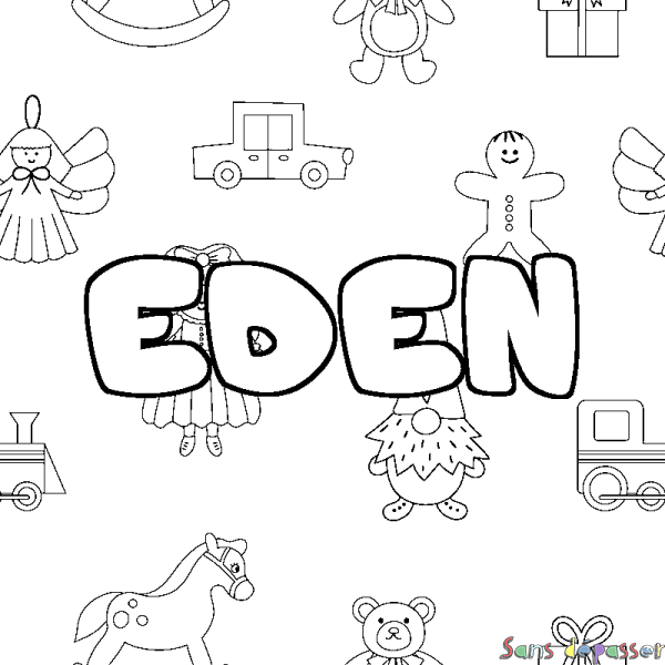 Coloriage prénom EDEN - d&eacute;cor Jouets