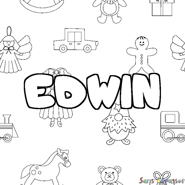 Coloriage prénom EDWIN - d&eacute;cor Jouets