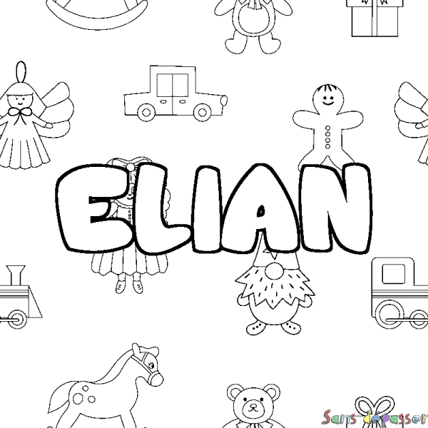 Coloriage prénom ELIAN - d&eacute;cor Jouets