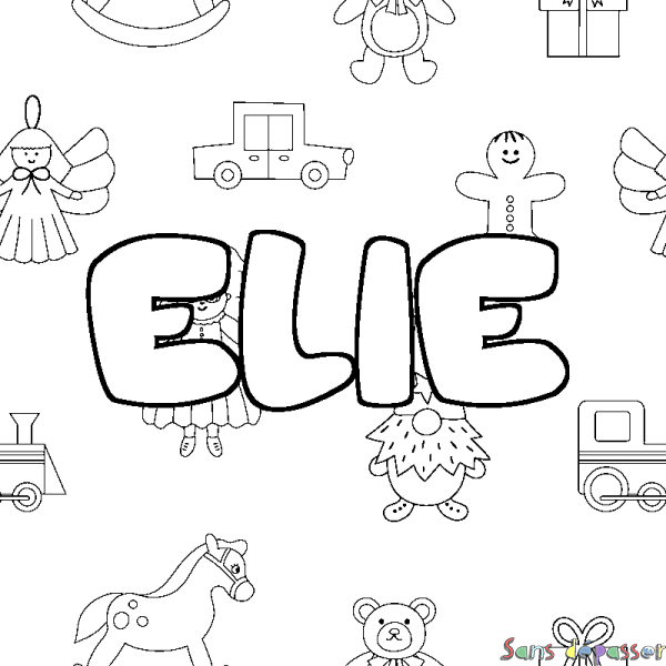 Coloriage prénom ELIE - d&eacute;cor Jouets