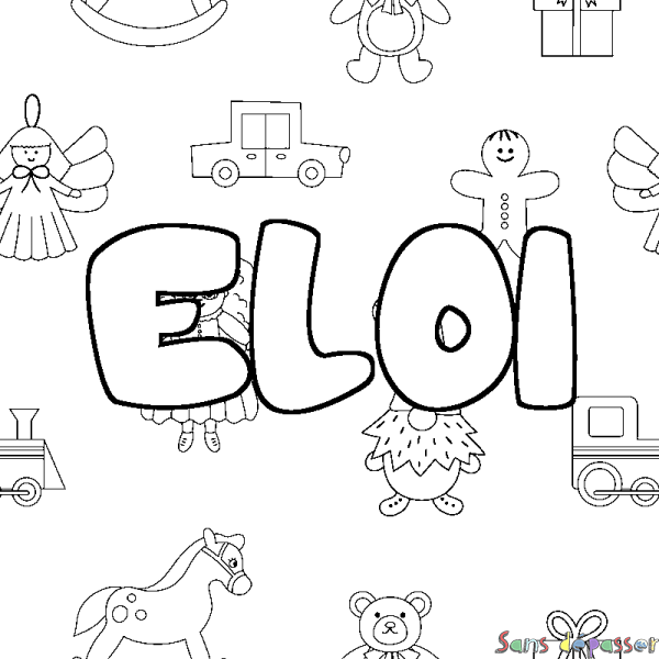 Coloriage prénom ELOI - d&eacute;cor Jouets