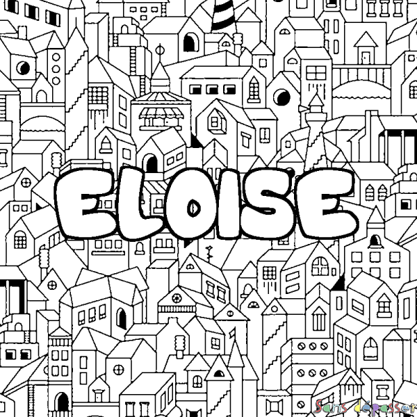 Coloriage prénom ELOISE - d&eacute;cor Ville