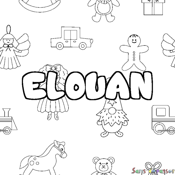 Coloriage prénom ELOUAN - d&eacute;cor Jouets