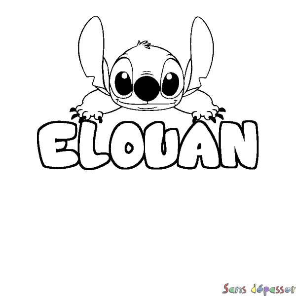 Coloriage prénom ELOUAN - d&eacute;cor Stitch