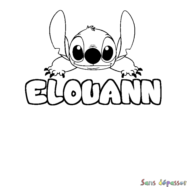 Coloriage prénom ELOUANN - d&eacute;cor Stitch