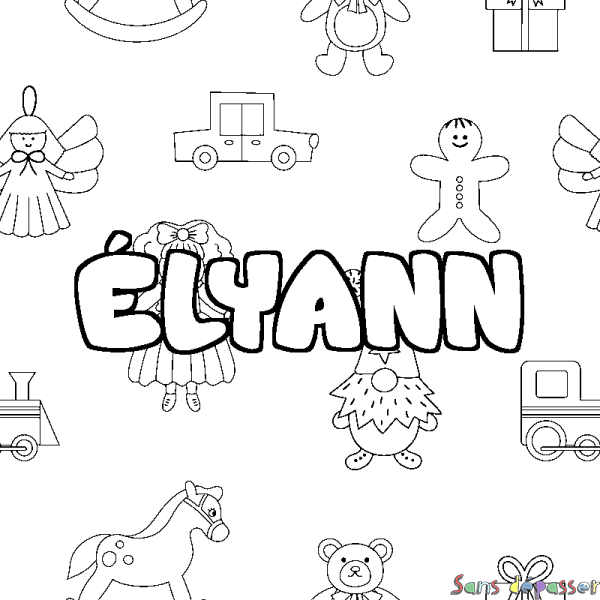 Coloriage prénom &Eacute;LYANN - d&eacute;cor Jouets