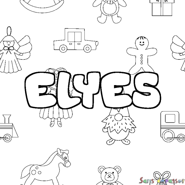 Coloriage prénom ELYES - d&eacute;cor Jouets