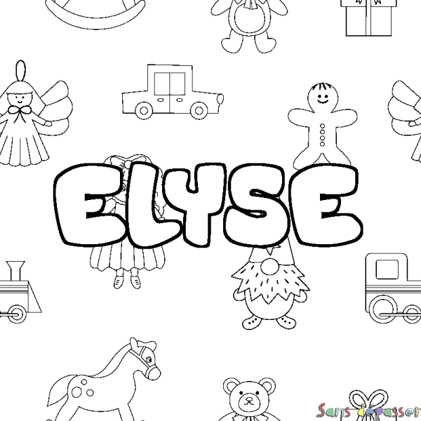 Coloriage prénom ELYSE - d&eacute;cor Jouets