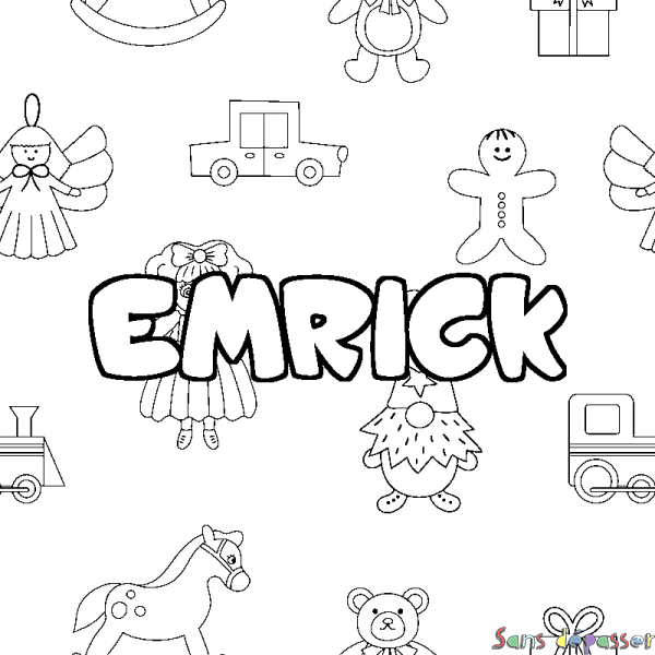 Coloriage prénom EMRICK - d&eacute;cor Jouets