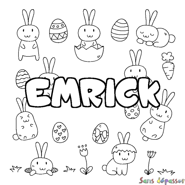 Coloriage prénom EMRICK - d&eacute;cor Paques