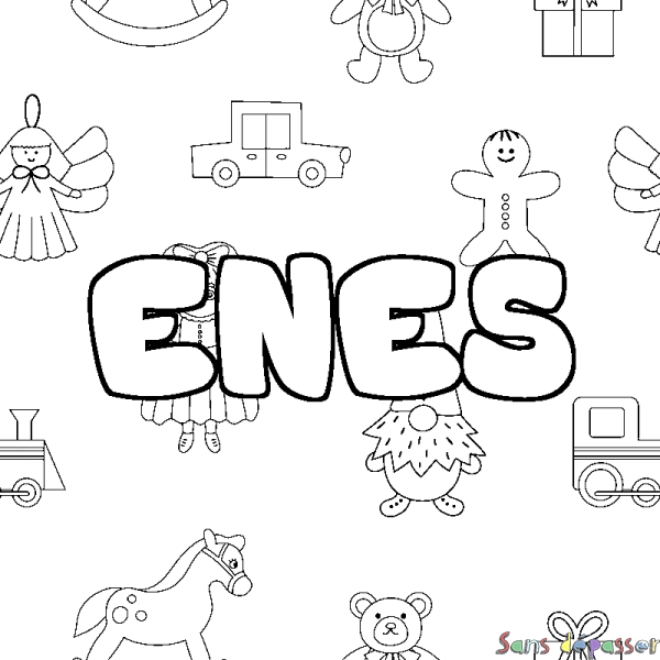 Coloriage prénom ENES - d&eacute;cor Jouets