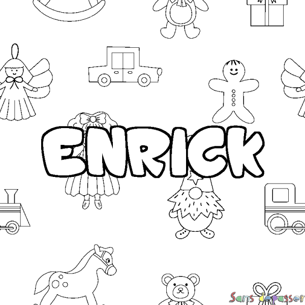 Coloriage prénom ENRICK - d&eacute;cor Jouets