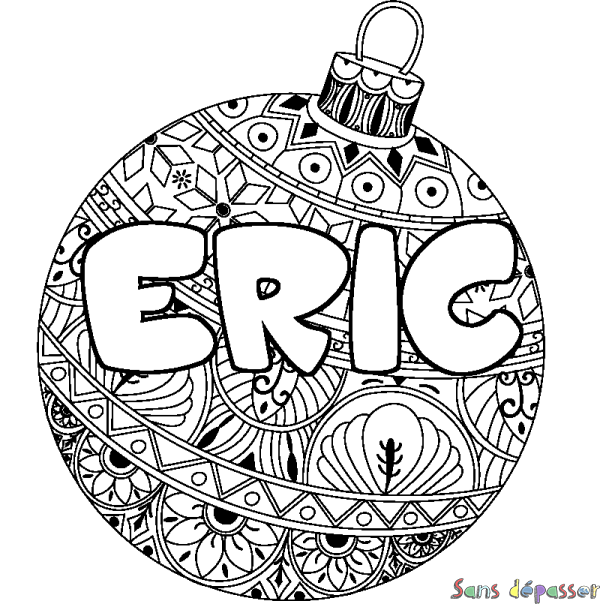 Coloriage prénom ERIC - d&eacute;cor Boule de No&euml;l