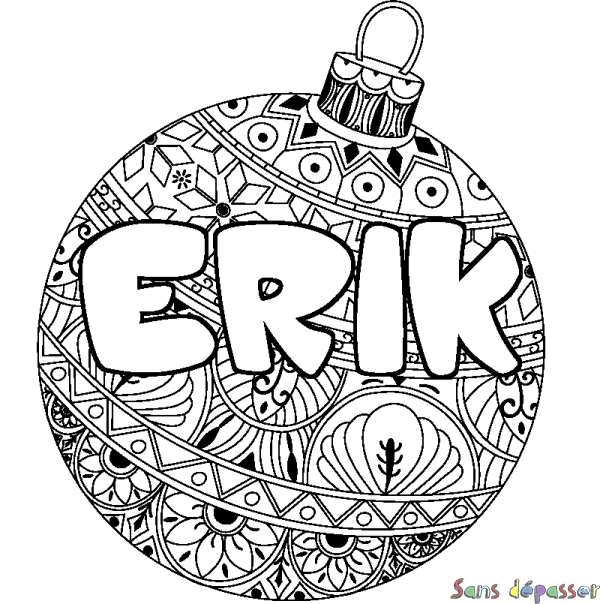 Coloriage prénom ERIK - d&eacute;cor Boule de No&euml;l