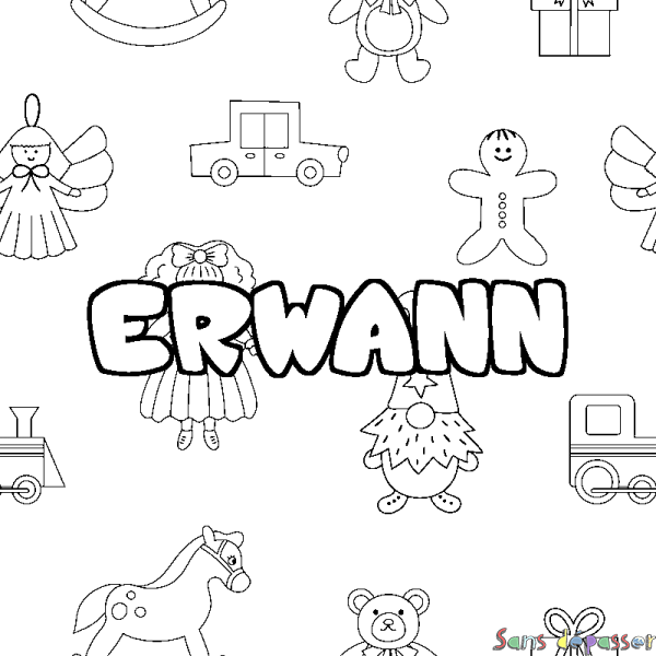 Coloriage prénom ERWANN - d&eacute;cor Jouets