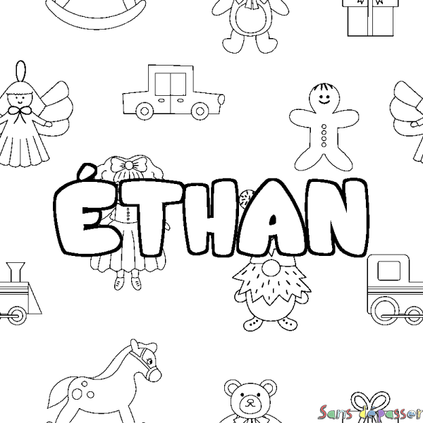 Coloriage prénom &Eacute;THAN - d&eacute;cor Jouets