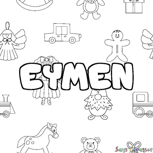 Coloriage prénom EYMEN - d&eacute;cor Jouets