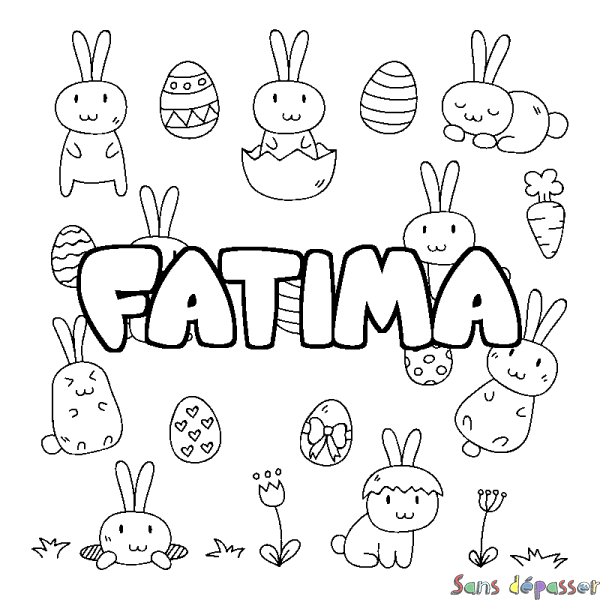 Coloriage prénom FATIMA - d&eacute;cor Paques