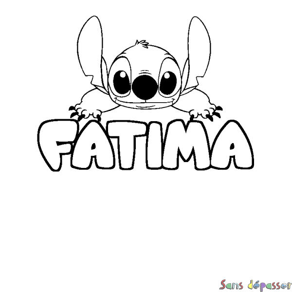 Coloriage prénom FATIMA - d&eacute;cor Stitch