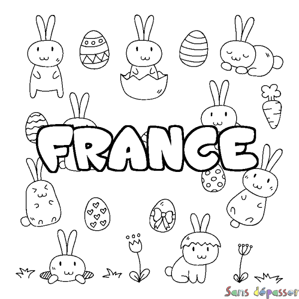 Coloriage prénom FRANCE - d&eacute;cor Paques