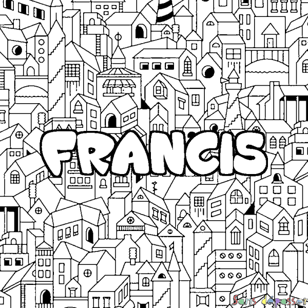 Coloriage prénom FRANCIS - décor Ville - Sans Dépasser