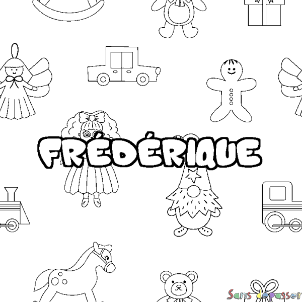 Coloriage prénom FR&Eacute;D&Eacute;RIQUE - d&eacute;cor Jouets