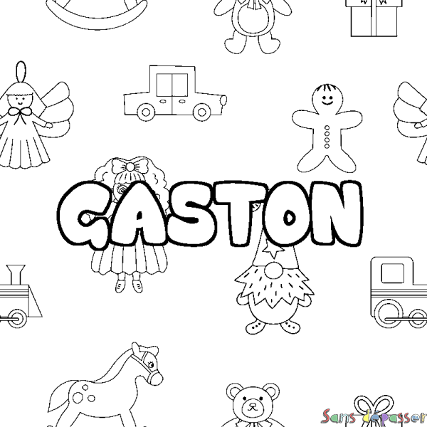 Coloriage prénom GASTON - d&eacute;cor Jouets