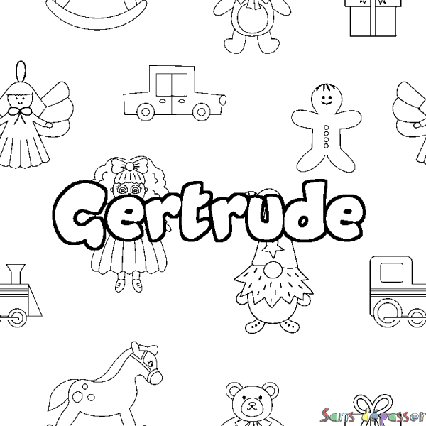 Coloriage prénom Gertrude - d&eacute;cor Jouets